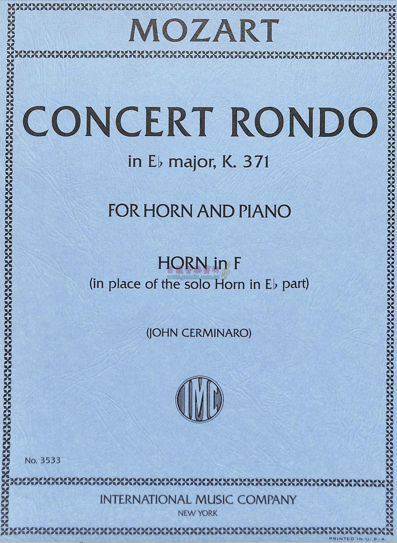 Goodinmusikmozart Concert Rondo For Horn In Eb Major Kv